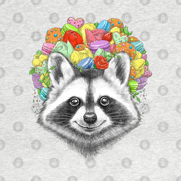 raccoon with a bouquet by NikKor